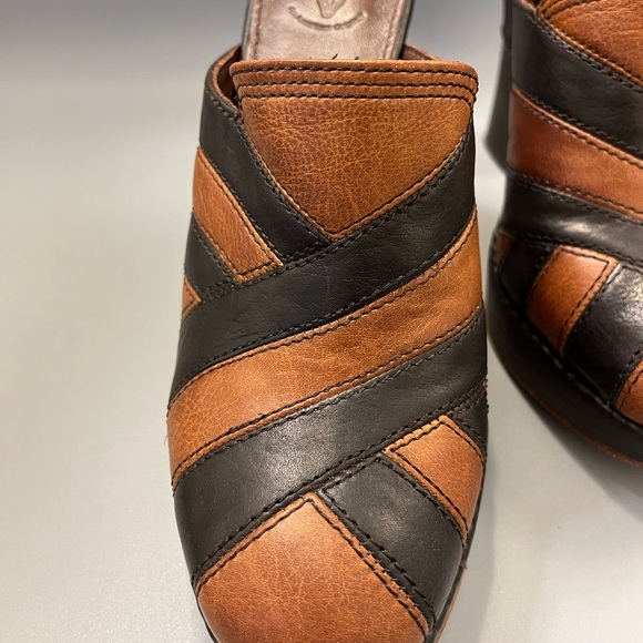 Frye Boots Goldie Mule Womens 8M Brown Leather Platform Heels Shoes Retro Y2K - Picture 6 of 12